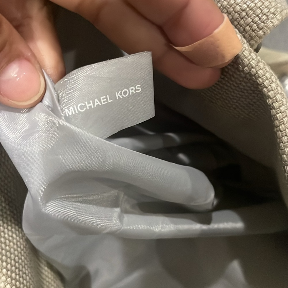 Michael Kors Canvas Tote with Silver Accents on Handle and logo emblem - Picture 12 of 14